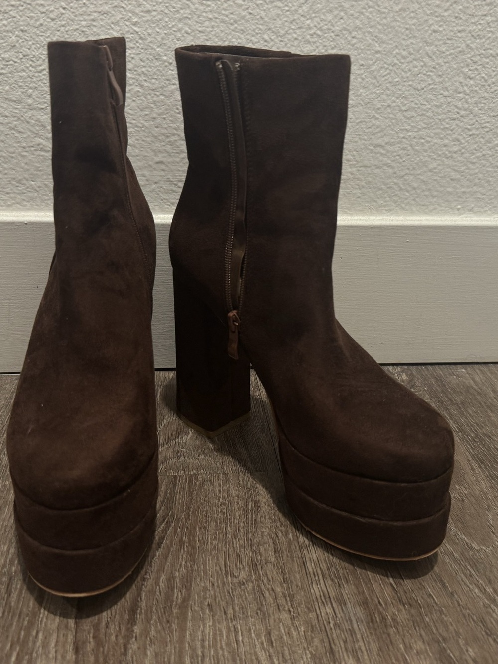 brown platform boots